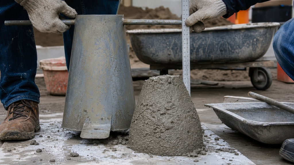 A concrete slump test at a construction site a co 1788433459777