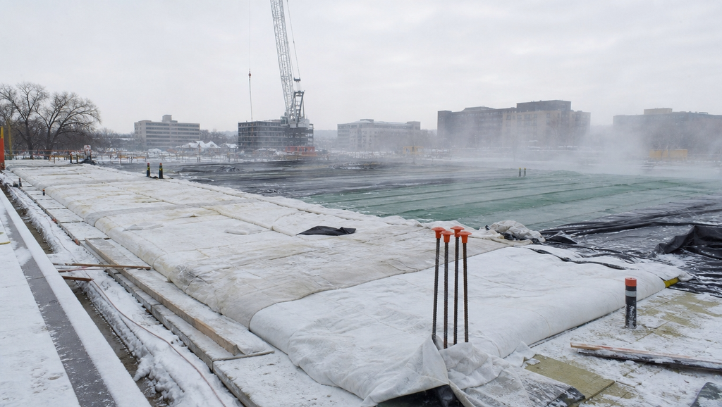 콘크리트 적산온도 계산법 — 한중 콘크리트 양생 관리의 핵심 1 A winter concrete construction site freshly poure 1788435078208