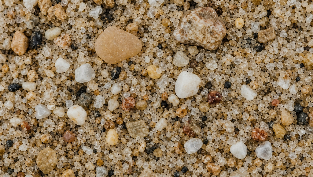 잔골재율(S/a)이 콘크리트 품질에 미치는 영향 2 Extreme close up of construction sand grains of va 1788435559538