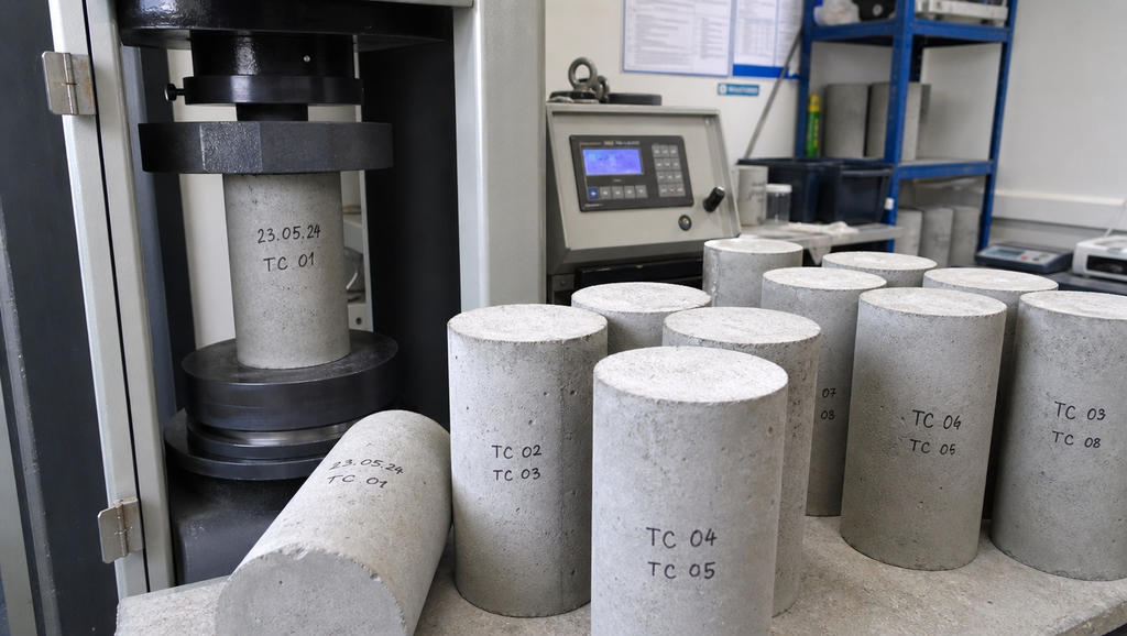 배합강도(fcr) 산정법 — 표준편차와 할증의 원리 2 Several gray cylindrical concrete test specimens a 1788435333720